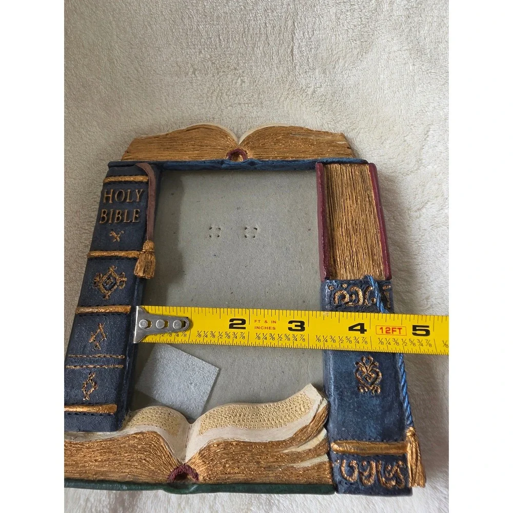 Vintage Gigi 3D Book Picture Frame Holy Bible Hymnal Resin 3.5x5 Photo